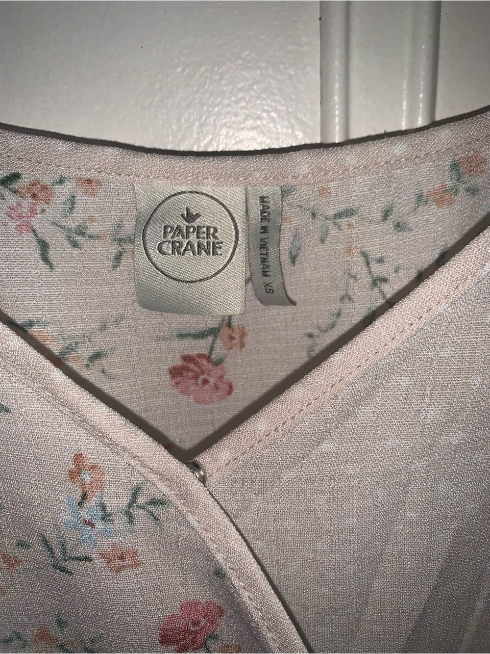 Paper Crane Pale Pink Floral V-Neck Top